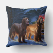 アイリッシュレッドセッター雪そりクリスマスデコール クッション (裏面)