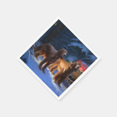 アイリッシュレッドセッター雪そりクリスマスデコール スタンダードカクテルナプキン (角)