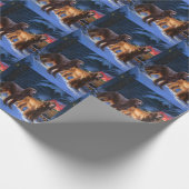 アイリッシュレッドセッター雪そりクリスマスデコール ラッピングペーパー (角)