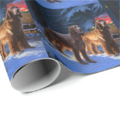 アイリッシュレッドセッター雪そりクリスマスデコール ラッピングペーパー (ロールコーナー)