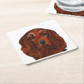 アイリッシュレッドセッター スクエアペーパーコースター (アングル)