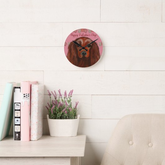 アイリッシュレッドセッター ラウンド壁時計 (読書スペース)