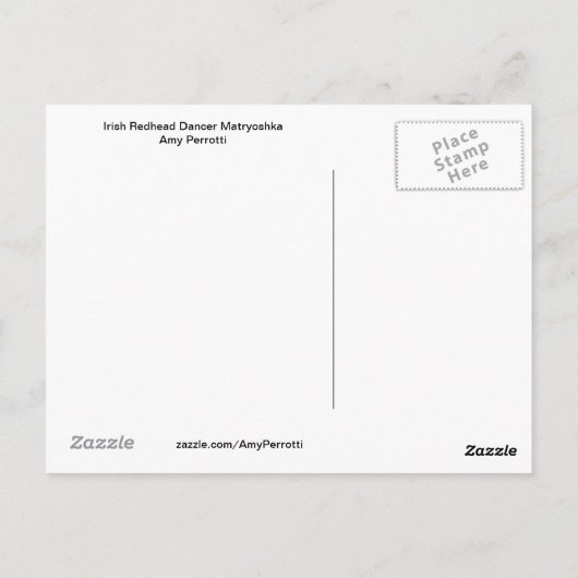 アイリッシュレッドヘッドダンサーマトリヨスカハガキ ポストカード (裏面)