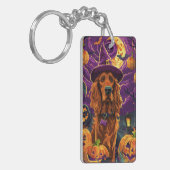 アイリッシュ不気味レッドセッターハロウィンウィッチカボチャ キーホルダー (正面左)