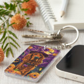 アイリッシュ不気味レッドセッターハロウィンウィッチカボチャ キーホルダー (正面右)