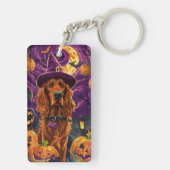 アイリッシュ不気味レッドセッターハロウィンウィッチカボチャ キーホルダー (裏面)