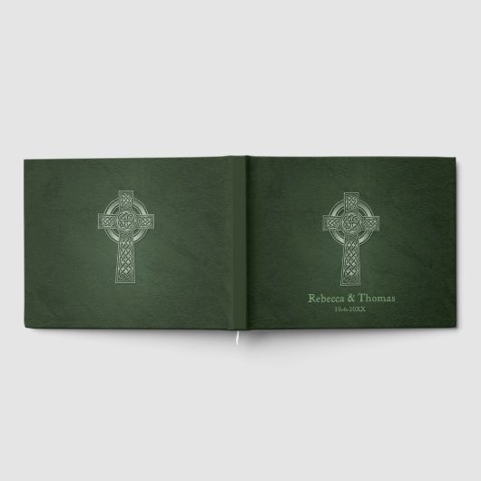 アイリッシュ伝統的ケルト結婚ティッククロスズゲストブック ゲストブック (全面)