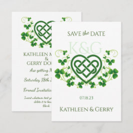 アイリッシュ伝統的ケルト色のラブノットとシャムロック セーブザデート