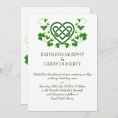 アイリッシュ伝統的ケルト色のラブノットとシャムロック 招待状 (正面/裏面)