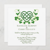 アイリッシュ伝統的ケルト色のラブノットとシャムロック 招待状 (正面/裏面)