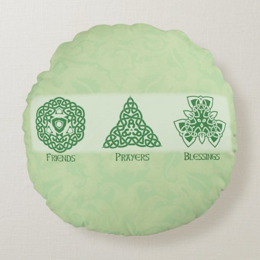 アイリッシュ宗教的な友人の祈りの言葉と恵み ラウンドクッション (正面)