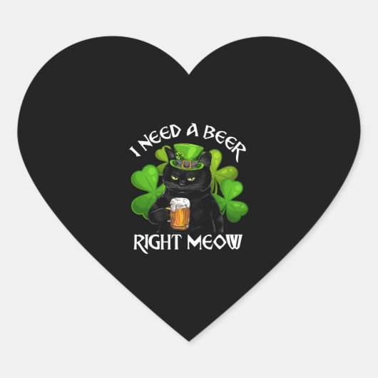アイリッシュ用の黒猫ビールSt patricks day ハートシール (正面)