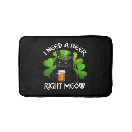 アイリッシュ用の黒猫ビールSt patricks day バスマット (正面)