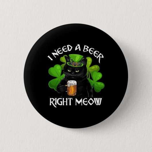 アイリッシュ用の黒猫ビールSt patricks day 缶バッジ (正面)