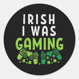 アイリッシュ私はゲーミングおもしろいSt patricks day・ゲーマー ラウンドシール