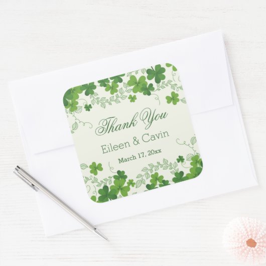 アイリッシュ結婚シャムロック スクエアシール (封筒)