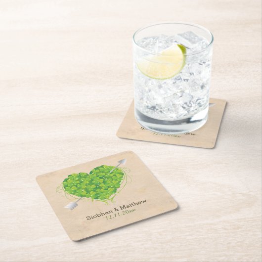 アイリッシュ結婚ズ・シャムロックハート スクエアペーパーコースター (インサイチュ)