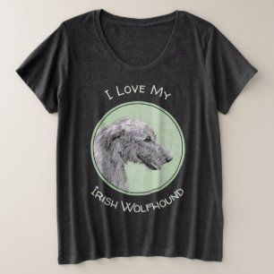 アイリッシュ絵画ウルフハウンド – Cuteオリジナルドッグアート プラスサイズTシャツ