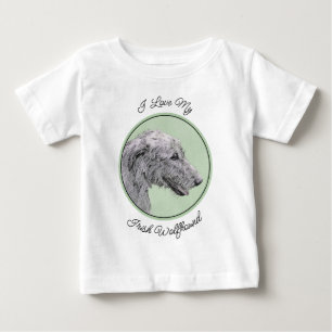 アイリッシュ絵画ウルフハウンド – Cuteオリジナルドッグアート ベビーTシャツ