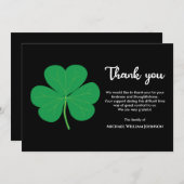 アイリッシュ葬式白黒グリーンシャムロッククローバー サンキューカード (正面/裏面)