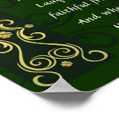 アイリッシュ賛美ズエレガント金ゴールドダークグリーンデザイン ポスター (角)