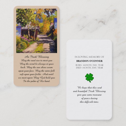 アイリッシュ賛美悔やみや弔慰メモリアル祈りの言葉カード 名刺 (正面/裏面)