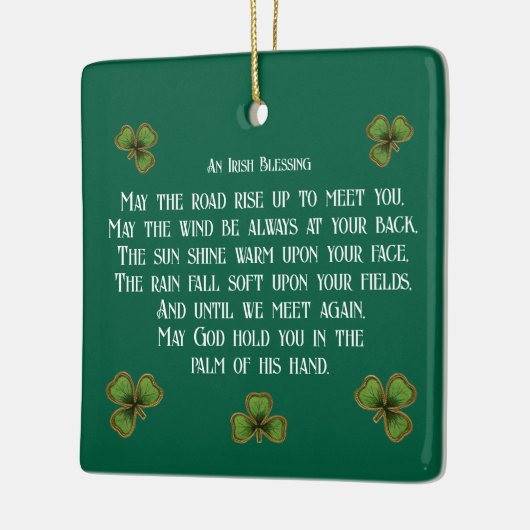 アイリッシュ賛美&シャームロックグリーンタイポグラフィ セラミックオーナメント (左)