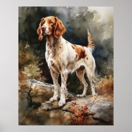 アイリッシュ赤と白セッタードッグアートプリントポスター ポスター (正面)