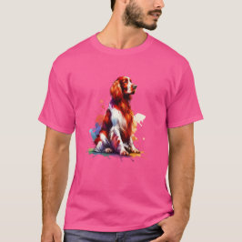 アイリッシュ赤と白セッター犬 Tシャツ