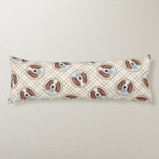 アイリッシュ赤と白セッター絵を描ズオリジナルアート ボディピロー (正面)