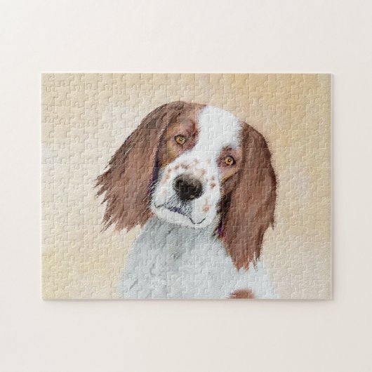 アイリッシュ赤と白セ絵画ッターのオリジナル- Art ジグソーパズル (横)