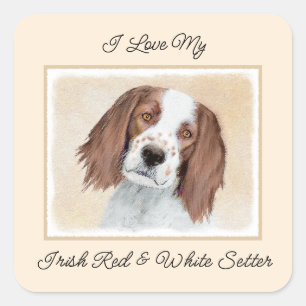 アイリッシュ赤と白セ絵画ッターのオリジナル- Art スクエアシール