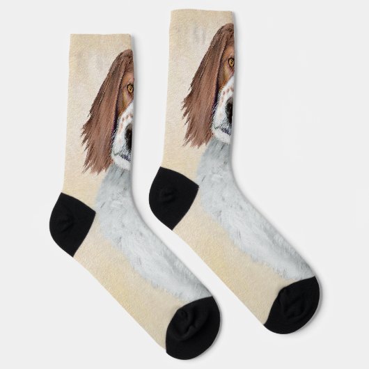 アイリッシュ赤と白セ絵画ッターのオリジナル- Art ソックス (右)