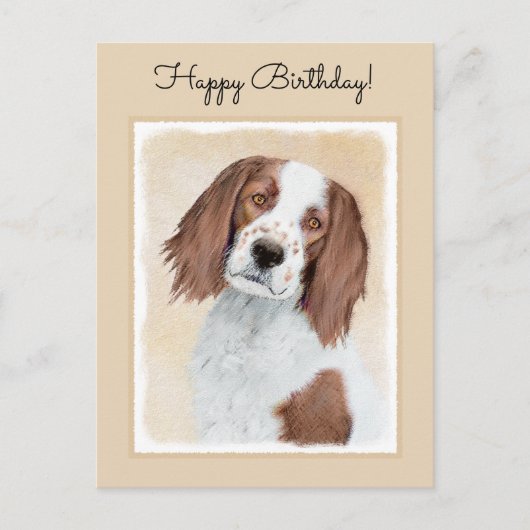 アイリッシュ赤と白セ絵画ッターのオリジナル- Art ポストカード (正面)