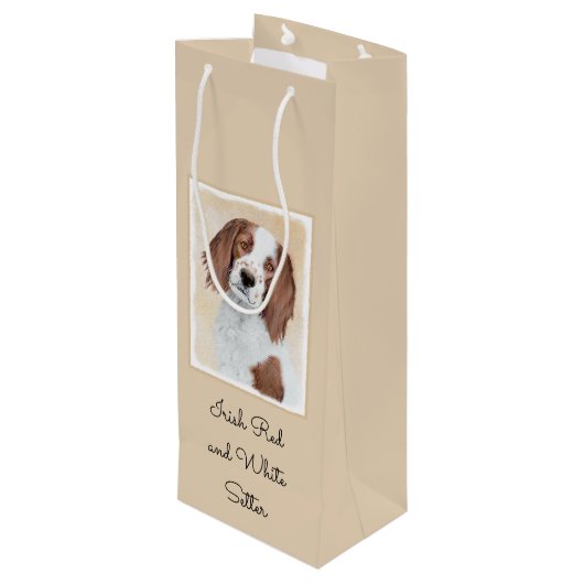 アイリッシュ赤と白セ絵画ッターのオリジナル- Art ワインギフトバッグ (裏面アングル)