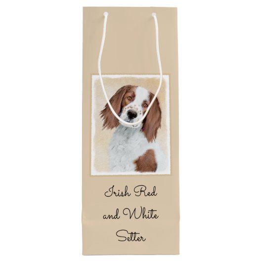 アイリッシュ赤と白セ絵画ッターのオリジナル- Art ワインギフトバッグ (裏面)