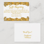 アイリッシュ金ゴールド結婚モノグラムのギフト登録カード エンクロージャーカード (正面/裏面)
