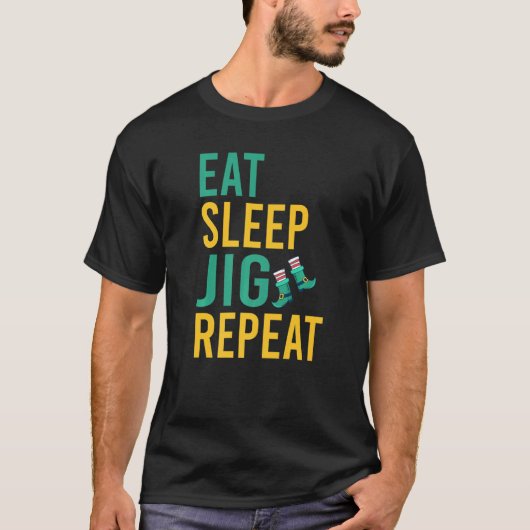 アイリッシュ食べドダンサーを再おもしろい生する睡眠ジグ Tシャツ (正面)