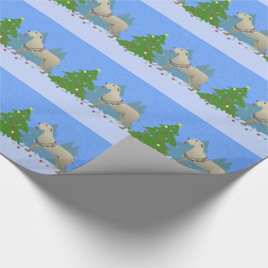 アイリッシュ飾ウルフハウンドはクリスマスの樹林 ラッピングペーパー (角)