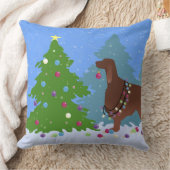 アイリッシュ飾セッターの森の木 クッション (ブランケット)