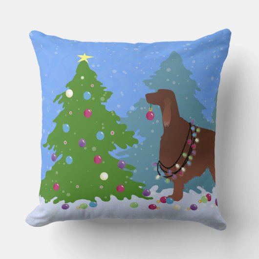 アイリッシュ飾セッターの森の木 クッション (正面)
