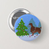 アイリッシュ飾セッターの森の木 缶バッジ (正面&裏面)