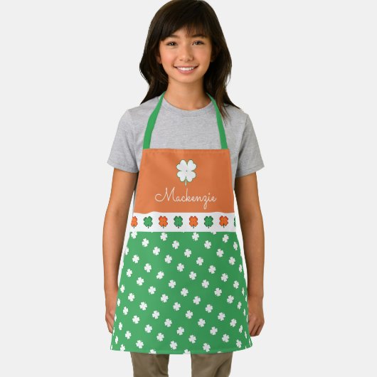 アイリッシュ4リーフクローバーパターンお名前 エプロン (インサイチュ)