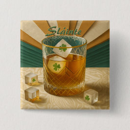 アイリッシュ・ウイスキー・タンブラー・シャムロック・アイス "Sláinte!" 缶バッジ
