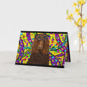 アイリッシュ・ウォーター・スパニエル カード (黄色い花)