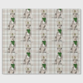 アイリッシュ・ウルフハウンドとトープ・プレイド・クリスマス ラッピングペーパー (フラット)