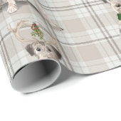 アイリッシュ・ウルフハウンドとトープ・プレイド・クリスマス ラッピングペーパー (ロールコーナー)