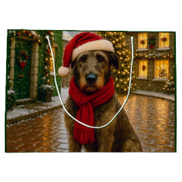 アイリッシュ・ウルフハウンドのクリスマス ラージペーパーバッグ