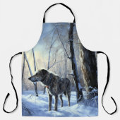 アイリッシュ・ウルフハウンドは雪のクリスマスを過ごした エプロン (正面)
