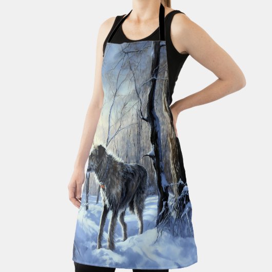 アイリッシュ・ウルフハウンドは雪のクリスマスを過ごした エプロン (インサイチュ)